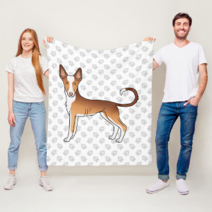 Red & White Ibizan Hound Smooth Coat Dog And Paws Fleece Blanket