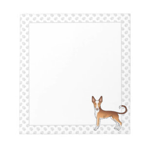 Red & White Ibizan Hound Smooth Coat Dog And Paws Notepad