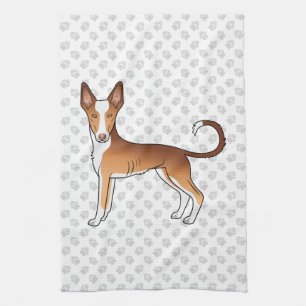 Red & White Ibizan Hound Smooth Coat Dog And Paws Tea Towel