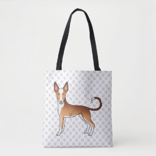 Red & White Ibizan Hound Smooth Coat Dog And Paws Tote Bag