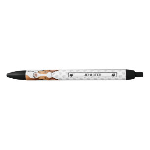 Red & White Ibizan Hound Smooth Coat Dog With Name Black Ink Pen