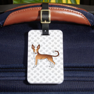 Red & White Ibizan Hound Smooth Coat Dog With Text Luggage Tag