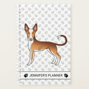 Red & White Ibizan Hound Smooth Coat Dog With Text Planner