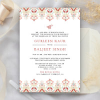 Red White Ikat Anand Karaj Sikh Wedding