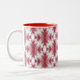 red white ikat geometric ethnic stylish Two-Tone coffee mug