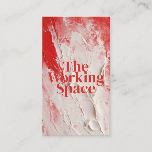 Red White Impasto Painting Style Business Card (Front)