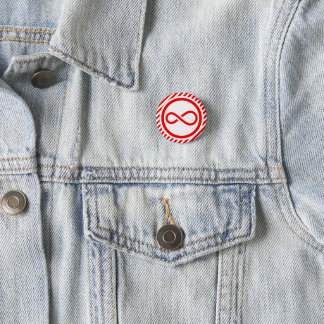 Red White Infinity Knot Autism Warning 3 Cm Round Badge