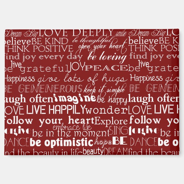 Red White Inspirational Words Christmas Magnet (Front)