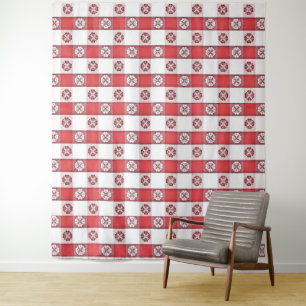 Red White Italian Tablecloth Print  Tapestry