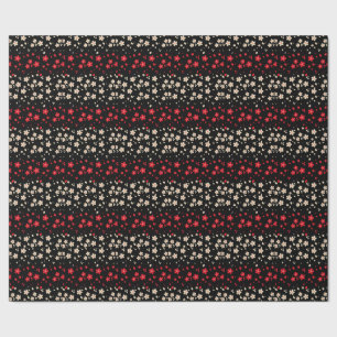 Red & White Japanese Sakura Cherry Blossom Flower Wrapping Paper