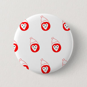 red white joker cartoon with cap face design coffe 6 cm round badge