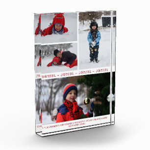 Red White JOYFUL Christmas 4 Photo Family Collage
