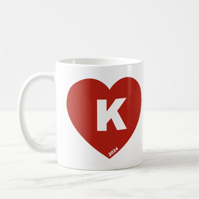 Red & White K-Heart Mug (Left)
