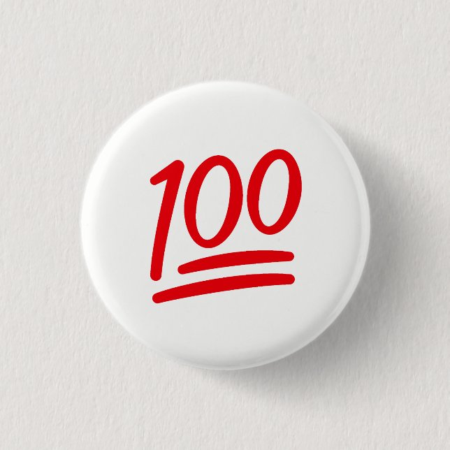 Red White Keep it 100 Emoji Symbol Icon Pin (Front)