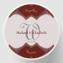 Red & White Lace Monogram Wedding