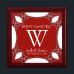 Red White Lace Wedding Anniversary Gift Box<br><div class="desc">Unique and Stylish fractal red lace corner borders on white - Exquisite and elegant custom Wedding, Anniversary or engagement present. Personalise with names, anniversary date and monogram or numbers - made into a wonderful wooden gift box to keep trinkets, jewellery box for your special keepsakes. Makes a wonderful gift -...</div>