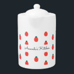 Red White Ladybug Nature Pattern Elegant<br><div class="desc">Red White Elegant Ladybug Nature pattern teapot. Use personalise this template option to change text. Use Edit tool to change text colour.</div>