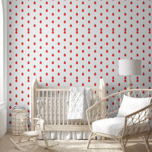 Red White Ladybug Nature Pattern Wallpaper