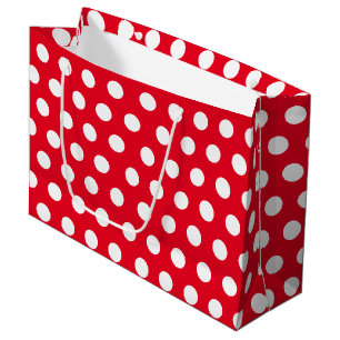 Red & White Large Medium Polka Dot Christmas Large Gift Bag