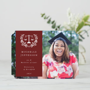 Red+White Law Scales Laurel Wreath Photo Announcement