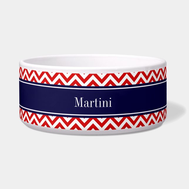 Red White LG Chevron Navy Blue Name Monogram (Front)