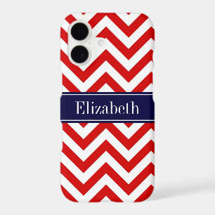 Red White LG Chevron Navy Blue Name Monogram
