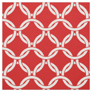 Red, White Linked Circles Pattern #1 Fabric