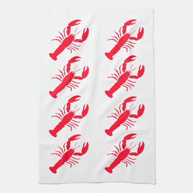 Red White Lobster Seafood 4Nicholas Tea Towel (Vertical)