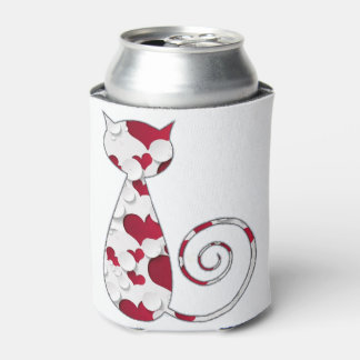 Red & White Love Cat Can Cooler