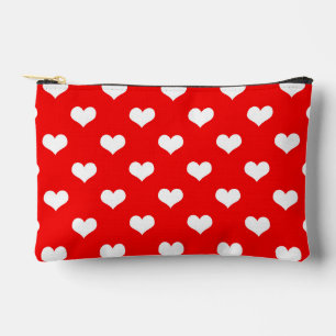 Red White Love Heart Pattern Design Accessory Pouch