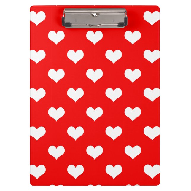 Red White Love Heart Pattern Design  Clipboard (Front)