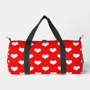 Red White Love Heart Pattern Design  Duffle Bag