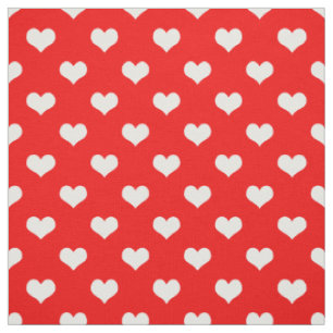 Red White Love Heart Pattern Design Fabric