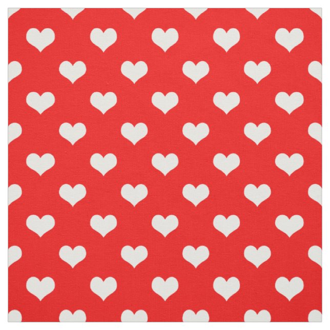 Red White Love Heart Pattern Design  Fabric (Swatch)