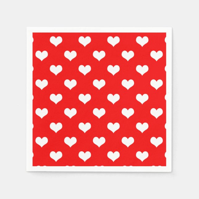 Red White Love Heart Pattern Design  Napkin (Front)