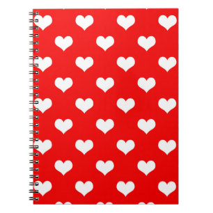 Red White Love Heart Pattern Design Notebook