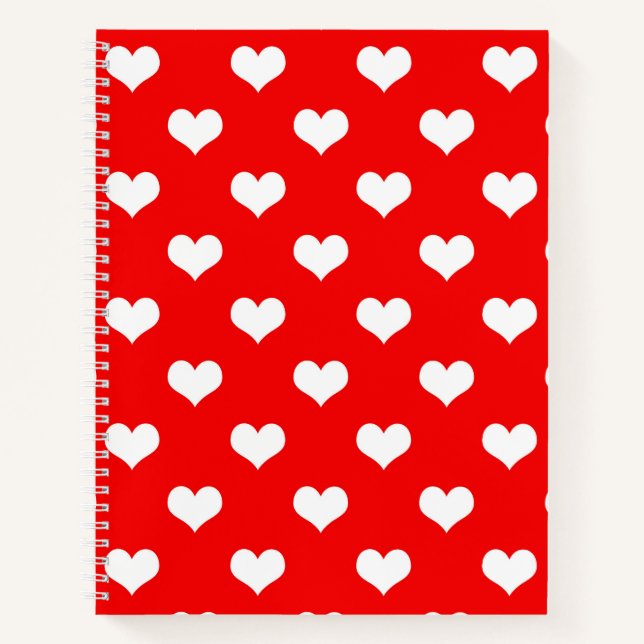 Red White Love Heart Pattern Design  Notebook (Front)