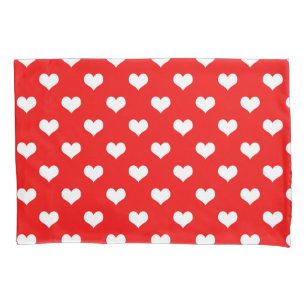 Red White Love Heart Pattern Design Pillowcase