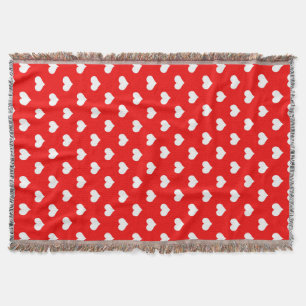Red White Love Heart Pattern Design Throw Blanket