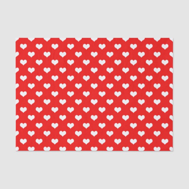 Red White Love Heart Pattern Design  Tissue Paper (Front)