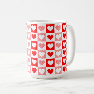 Red White Love hearts Valentine's Day Coffee Mug