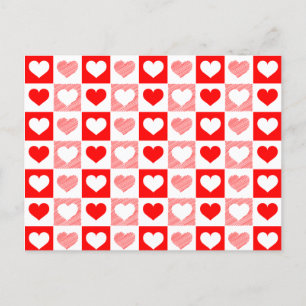 Red White Love hearts Valentine's Day Postcard