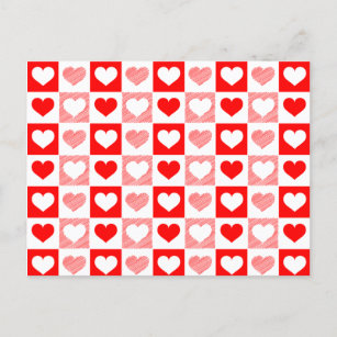 Red White Love hearts Valentine's Day  Postcard