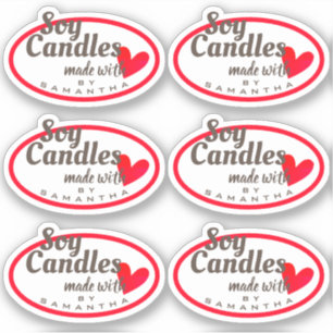 Red White Made with Love Heart Self Made Products