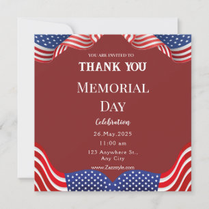 Red White Memorial Day Thank You Card