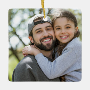 Red White Merry Bright Christmas Season Photo Ceramic Ornament