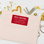Red & White Merry Christmas Family Return Address Label<br><div class="desc">Make holiday mailing a breeze with our festive Return Address Labels. Add a splash of festive style to your envelopes with your own Christmas message in bold sans-serif typography and your family name set in charming typewriter font against a vibrant red backdrop.</div>