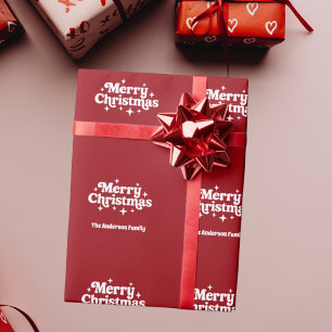 Red white Merry Christmas favour Wrapping Paper