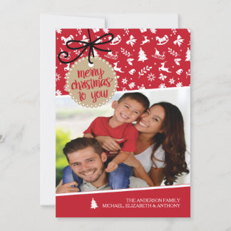 Red & White Merry Christmas Holiday Photo Card