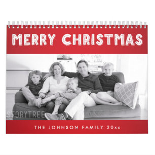 Red White Merry Christmas Personalised Calendars